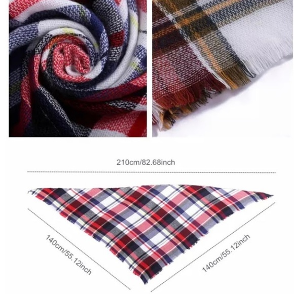 BLACK & TAN Plaid cashmere triangle scarf - Picture 6 of 6